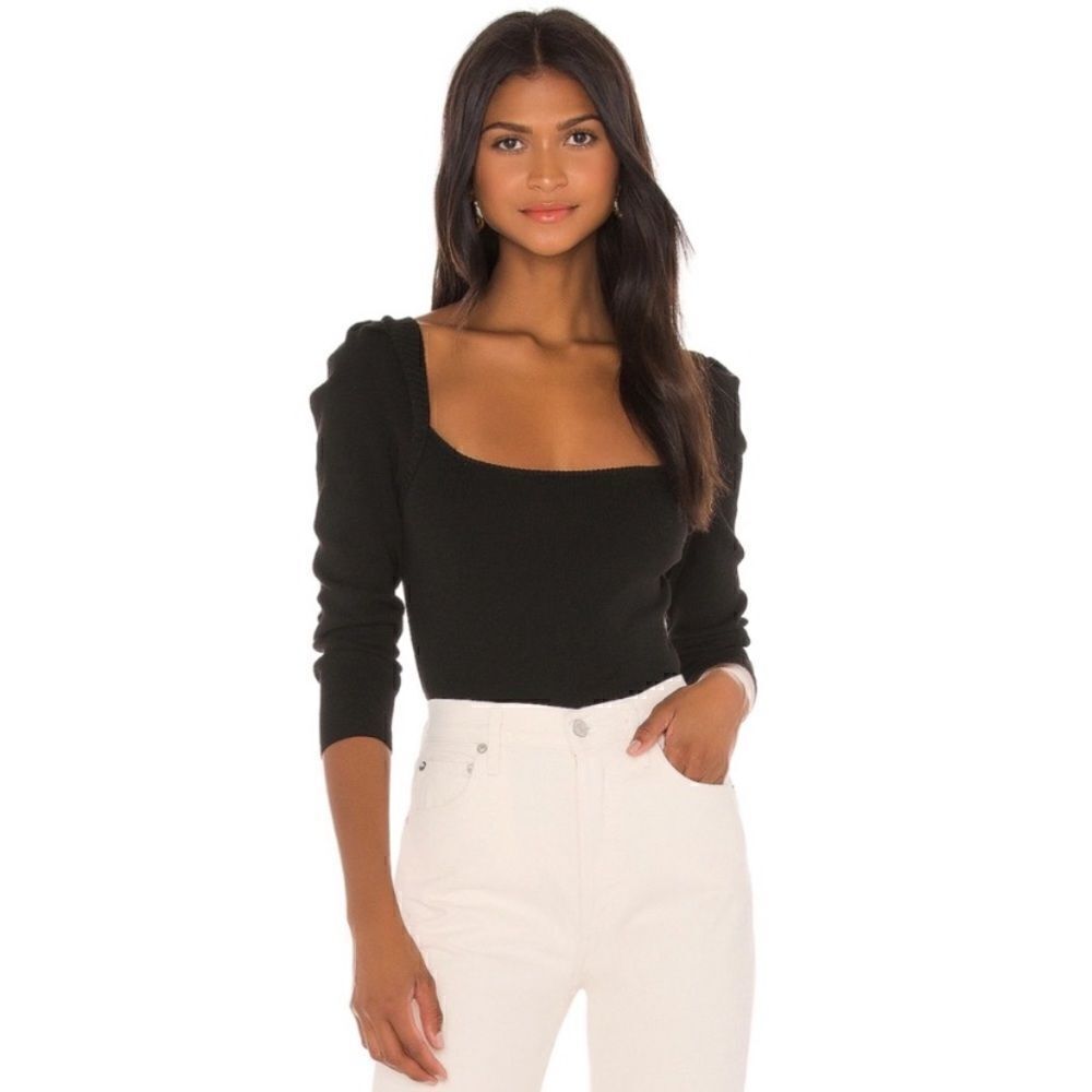 NWT L’Academie Rory Black Sweater Crew Scoop Size S